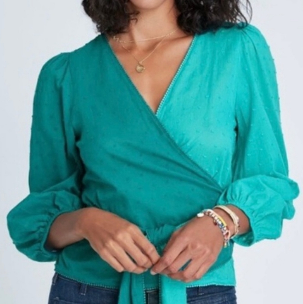 FARM Rio Teal Wrap Blouse
